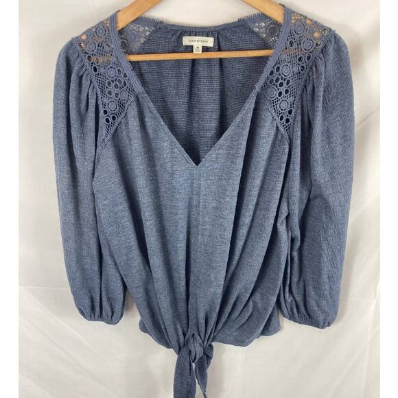 Max Studio Knot front 3/4 sleeve textured blouse size medium - Picture 1 of 9